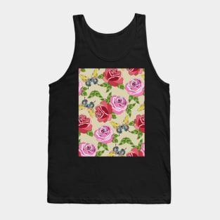 Roses And Butterflies Pattern Tank Top